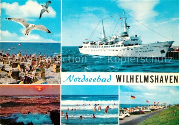 Schiffe Ships Navires Wilhelmshaven Möwen Badestrand Geniusba
