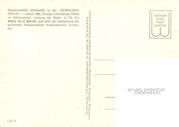 Uhren Uhrmacher Schwarzwald Hexenlochmühle – Bild 2