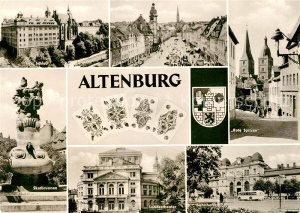 Altenburg Thueringen Schloss Markt Rote Spitzen Skatbrunnen