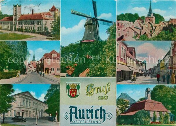 Aurich Ostfriesland Windmühle Kirche Panorama
