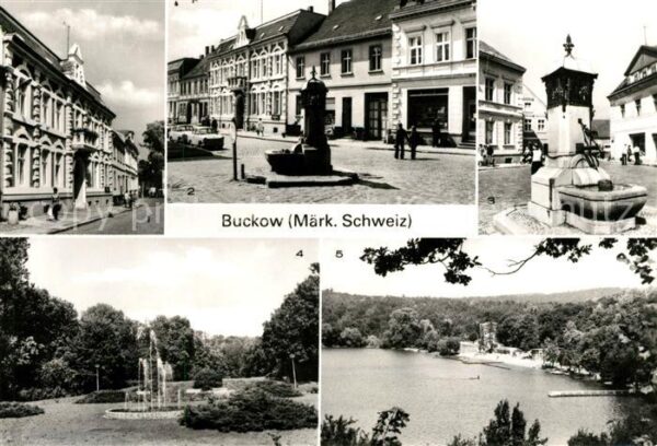 Buckow Maerkische Schweiz Rathaus Markt Brunnen Park Schermützels