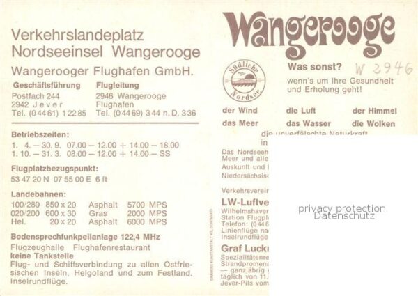 Wangerooge Nordseebad Fliegeraufnahme Verkehrslandeplatz – Bild 2