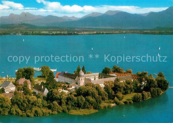 Fraueninsel Chiemsee Abtei Frauenwörth Alpenpanorama Flieger