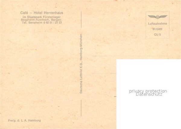 Auerbach Bergstrasse Cafe Hotel Herrenhaus Fliegeraufnahme – Bild 2