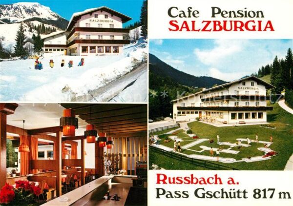 Russbach Pass Gschuett Cafe Pension Salzburgia Wintersportplat