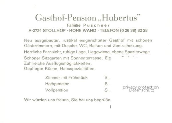 Stollhof Hohe Wand Gasthof Pension Hubertus Gaststube Frem – Bild 2