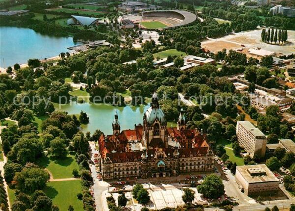 Hannover Fliegeraufnahme neues Rathaus Sportzent