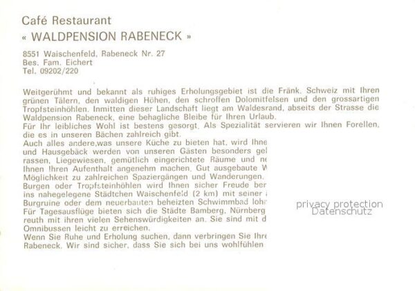 Waischenfeld Restaurant Cafe Waldpension Rabeneck – Bild 2