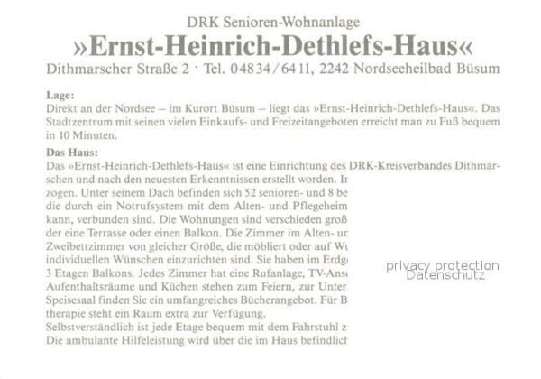 Buesum Nordseebad Ernst Heinrich Dethlefs Haus Senioren W – Bild 2