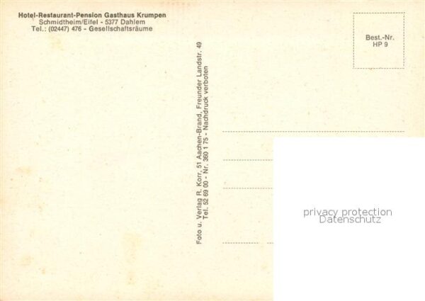 Dahlem Eifel Gasthaus Krumpen Hotel Restaurant Pensi – Bild 2