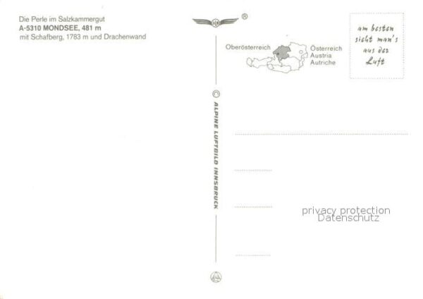 Mondsee Salzkammergut Fliegeraufnahme Schafberg Drachenwand – Bild 2