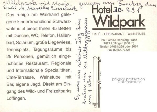 Loeffingen Hotel Wildpark Cafe Restaurant Weinstub – Bild 2