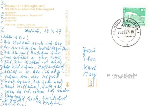 Waldau Hildburghausen FDGB Erholungsheim Bergkristall Bungalo – Bild 2