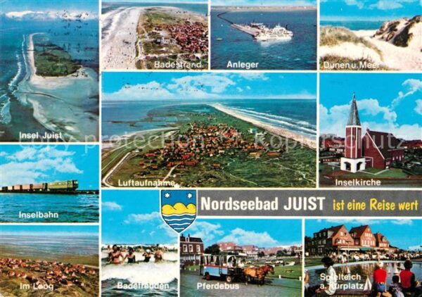 Juist Nordseebad Kirche Fliegeraufnahme Inselbahn