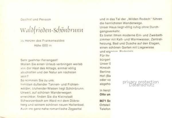 Schoenbrunn Frankenwald Pension Gasthof Waldfrieden – Bild 2