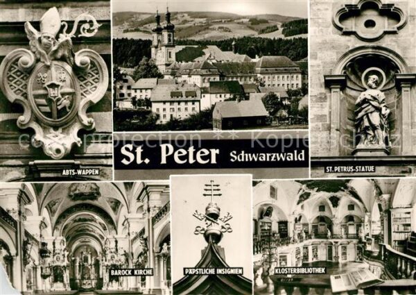 Peter Schwarzwald St Abtswappen Petrus Statue Barockkirche K