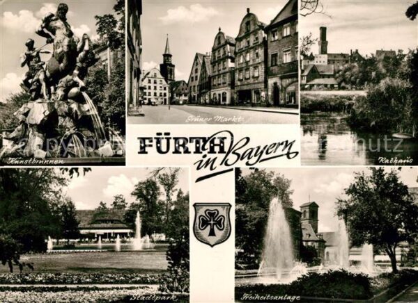 Fuerth Bayern Kunstbrunnen Grüner Markt Rathaus Stadt