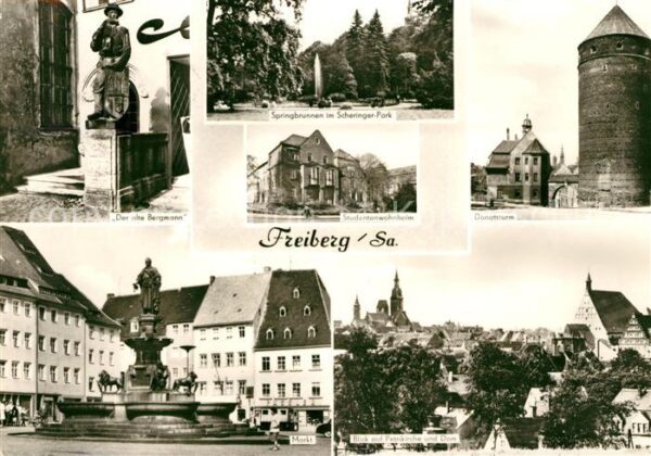 Freiberg Sachsen Donatsturm Marktplatz Bergmann Dom