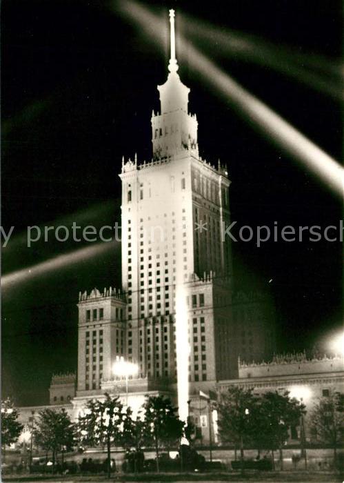 Warszawa Palast der Kultur Nachtaufnahme
