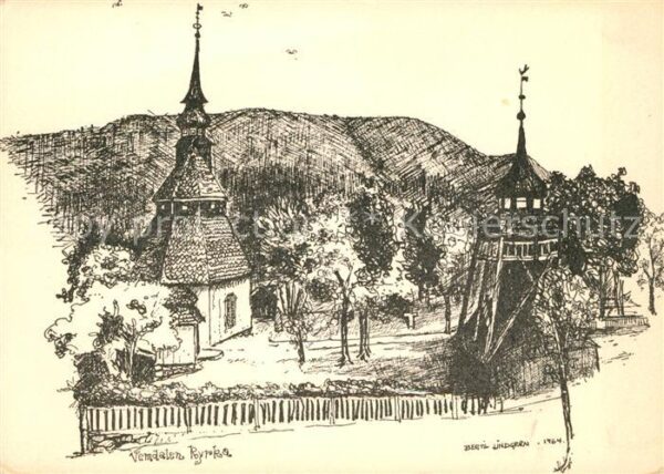 Schweden Vemdalen Kyrka Zeichnung Bertil Lindgre