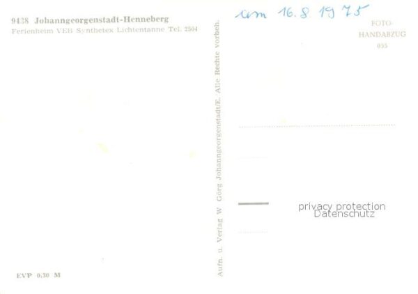 Henneberg Meiningen Johanngeorgenstadt Ferienheim Synthetex – Bild 2