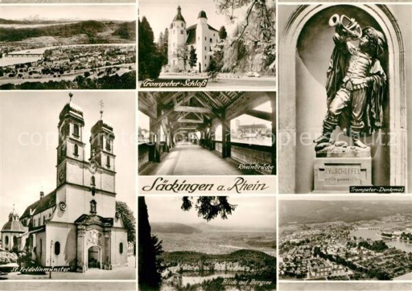Bad Saeckingen Trompeter-Schloß Denkmal Fliegeraufnahm