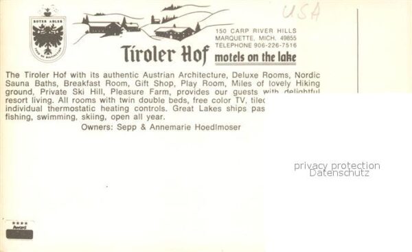 Marquette Michigan Tiroler Hof Motels on the lake – Bild 2