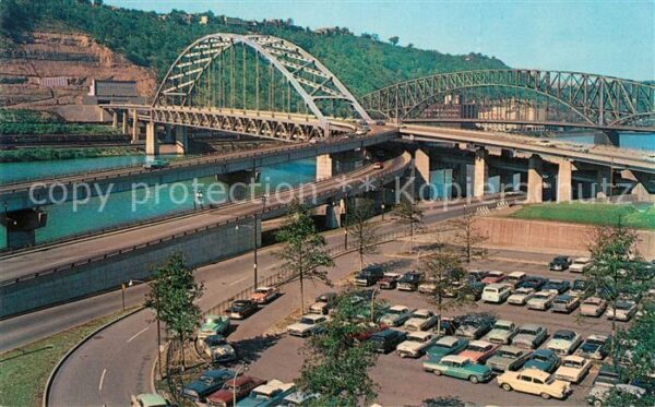 Pittsburgh Fliegeraufnahme Fort Pitt Tunnel Golden