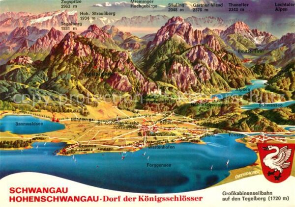 Schwangau Panoramakarte mit Hohenschwangau