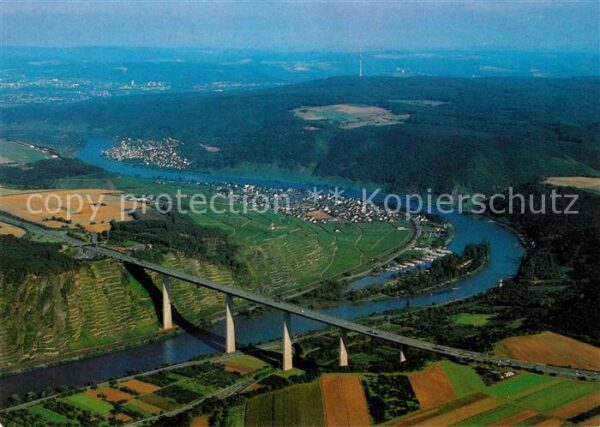 Dieblich Moselbrücke mit Moselschleife Fliegerau
