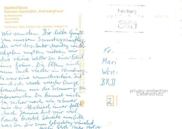 Saalfeld Saale Konsumgaststätte Kulmberghaus Gasträume – Bild 2