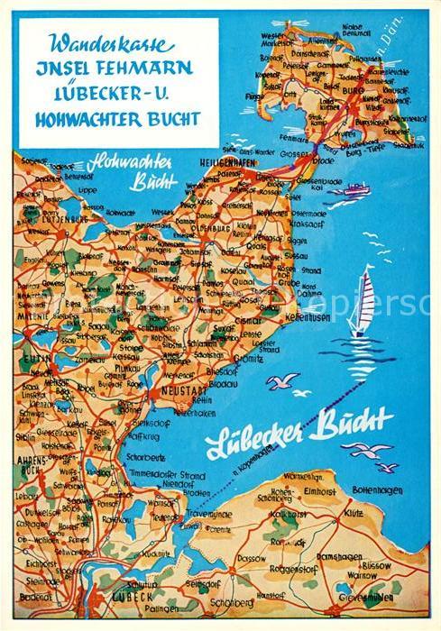 Insel Fehmarn Wanderkarte mit Lübecker und Hohwachter