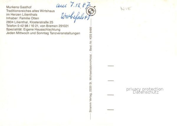 Lilienthal Bremen Murkens Gasthof Speiseräume Bar Eingang – Bild 2