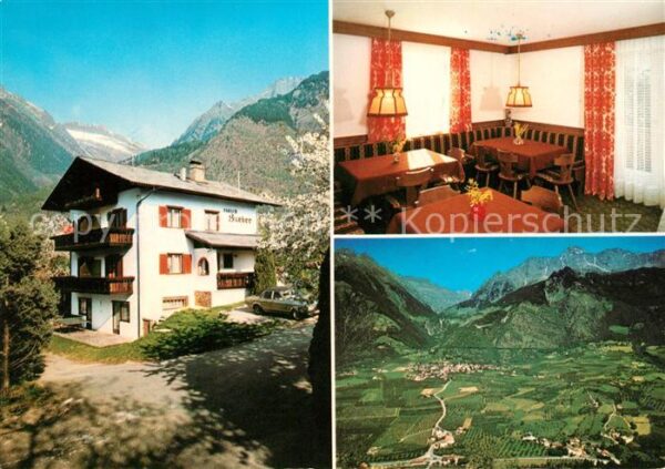 Partschins Parcines Haus Hueber Gaststube Fliegeraufnahme