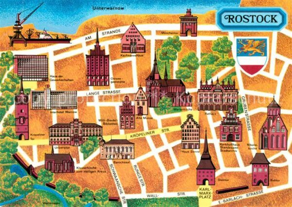 Rostock Stadtplan Illustration
