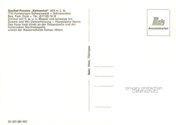 Furtwangen Gasthof Pension Kolmenhof – Bild 2