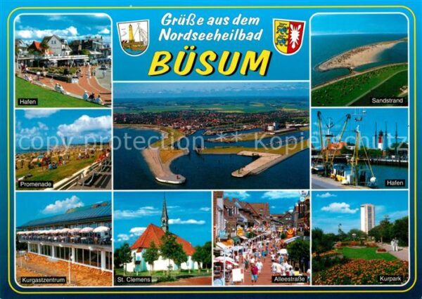 Buesum Nordseebad Fliegeraufnahme Hafen St. Clemens