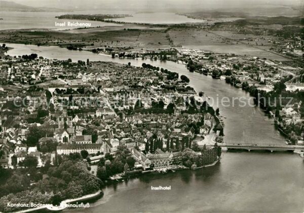 Konstanz Bodensee Fliegeraufnahme Rheinausfluss Inselhote