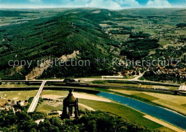 Porta Westfalica Fliegeraufnahme Kaiser Wilhelm Denkmal