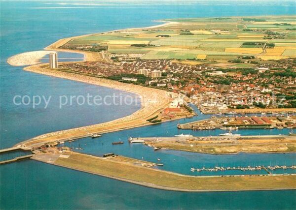 Buesum Nordseebad Fliegeraufnahme Hafenanlagen Korbstrand