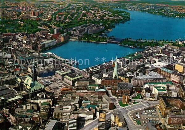 Hamburg Fliegeraufnahme Binnenalster Aussenalst