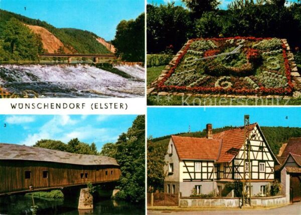 Wuenschendorf Elster Elsterwehr Blumenuhr Alte Holzbrücke