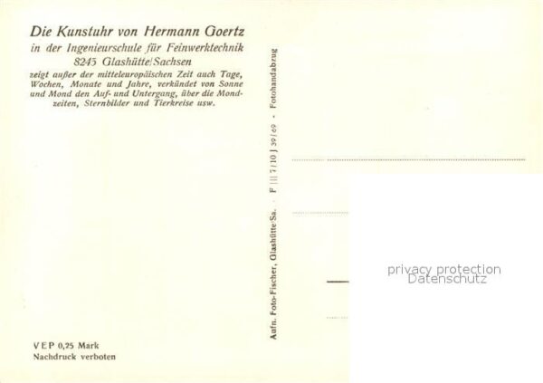Uhren Kunstuhr Hermann Goertz Ingenieurschule – Bild 2