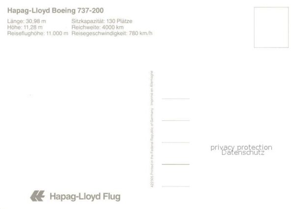Flugzeuge Zivil Hapag-Lloyd Boeing 737-200 – Bild 2