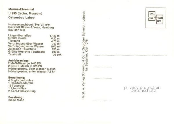U-Boot Unterseeboot Submarine Sous-Marin Marine-Ehrenmal U 995 Laboe – Bild 2