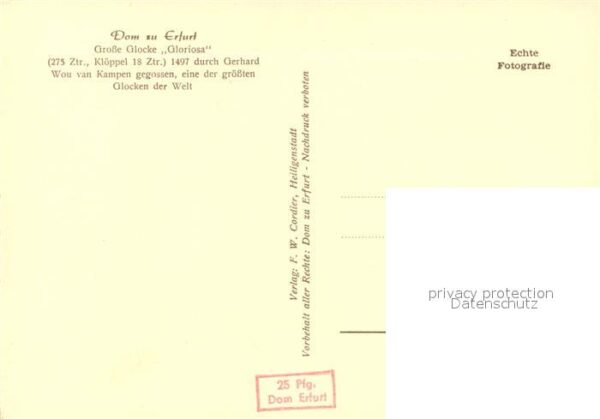 Kirchenglocke Churchbell Cloche Eglise Gloriosa Dom Erfurt – Bild 2