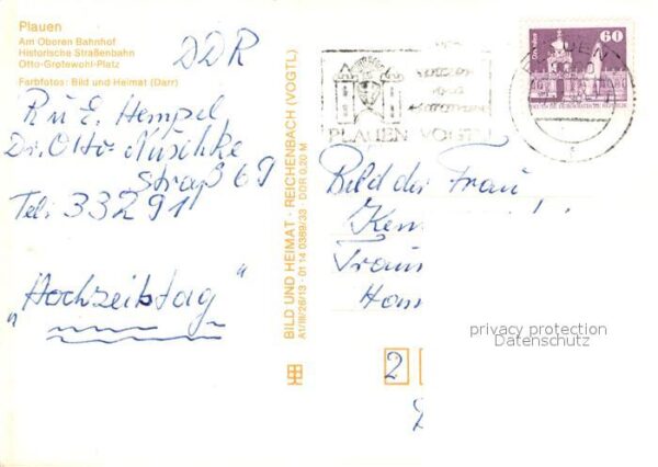 Strassenbahn Plauen Oberer Bahnhof Otto-Grotewohl-Pl – Bild 2