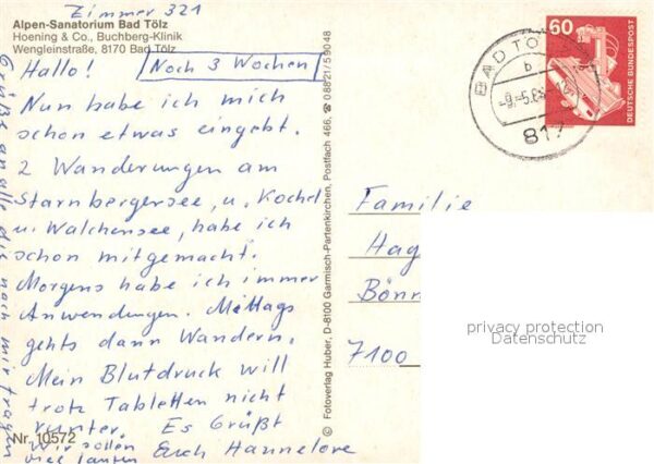 Bad Toelz Alpen-Sanatorium Hoening Buchberg-Klini – Bild 2