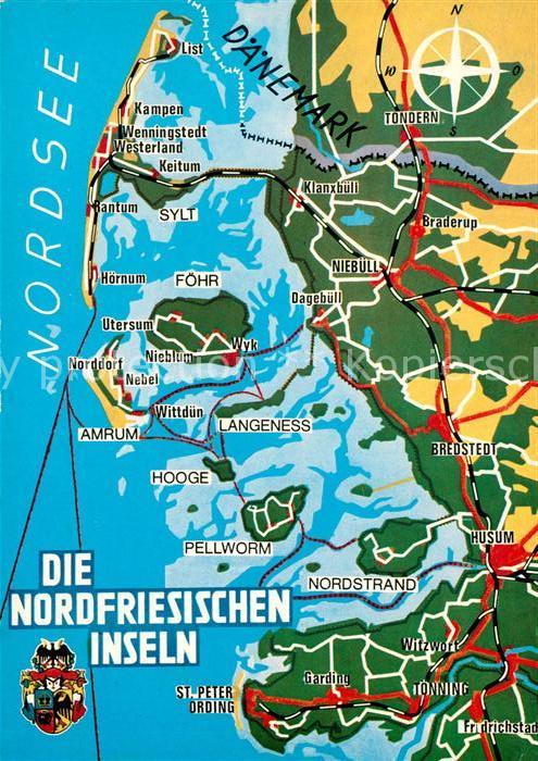 Sylt Panoramakarte Pellworm Föhr Amrum