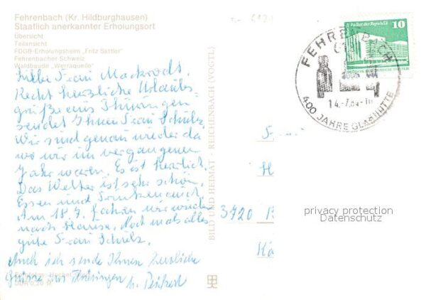 Fehrenbach Thueringer Wald Waldbaude Werraquelle FDGB Erholungshei – Bild 2